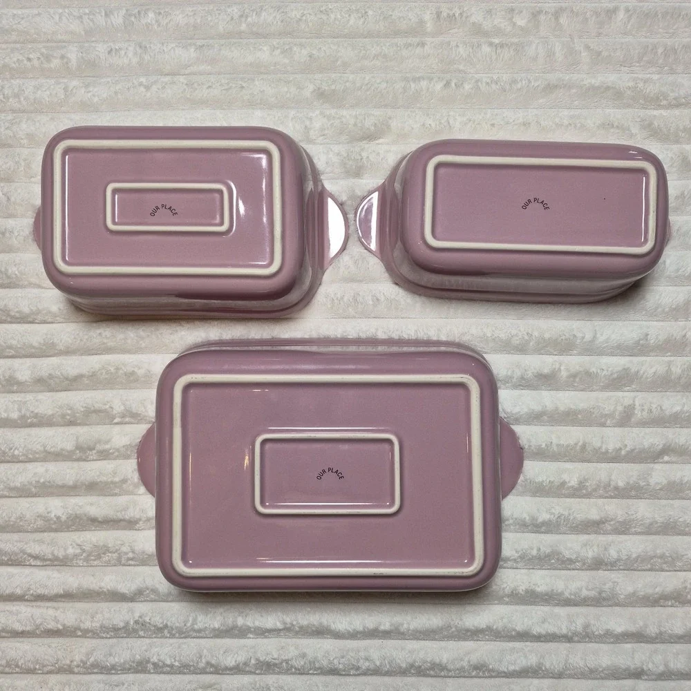 Our Place Ceramic Baking Dish Set 3 Piece Lavender Rectangular Stoneware